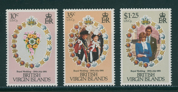 British Virgin Islands Scott #406-408 MNH Prince Charles Lady Diana Wedding $$