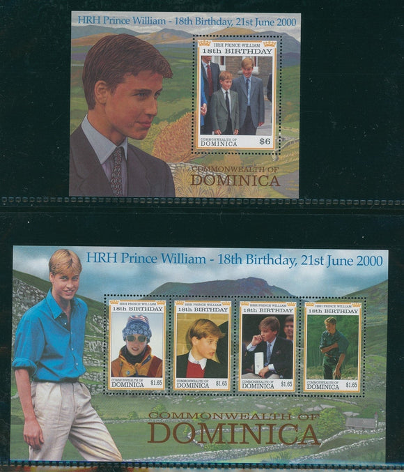 Dominica Scott #2229-2230 MNH SHEETS Prince William 18th Birthday CV$11+
