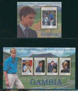 Gambia Scott #2247-2248 MNH SHEETS Prince William 18th Birthday CV$9+
