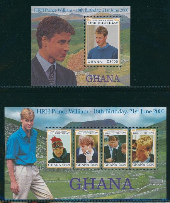 Ghana Scott #2182-2183 MNH SHEETS Prince William 18th Birthday CV$11+