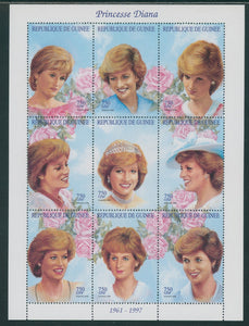 Guinea Scott #1440 MNH SHEET of 9 Princess Diana 1961-1997 750f CV$30+