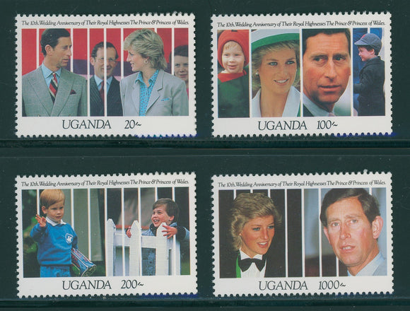 Uganda Scott #918//925 MNH Charles and Diana 10th Wedding ANN CV$5+