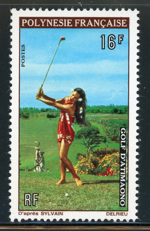 FRENCH POLYNESIA MNH: Scott #275 16Fr Woman Golfer GOLF CV$8+ - ISH-1