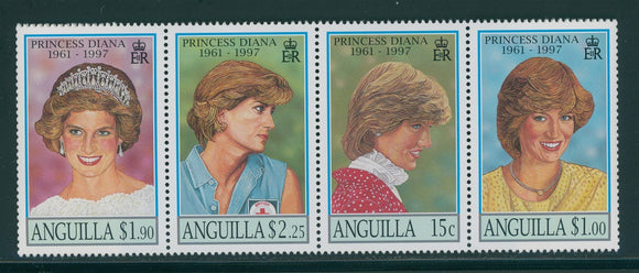 Anguilla Scott #969 MNH STRIP of 4 Princess Diana 1961-1997 CV$9+