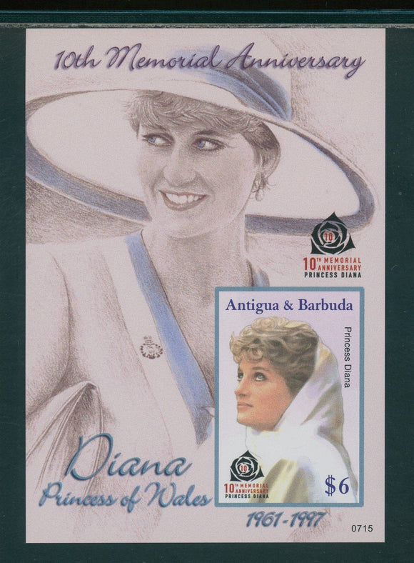 Antigua Scott #2978 IMPERF MNH S/S 2007 Princess Diana 10th Memorial ANN $$