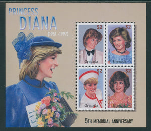 Grenada Scott #3324 MNH SHEET 2002 Princess Diana 5th Memorial ANN CV$6+