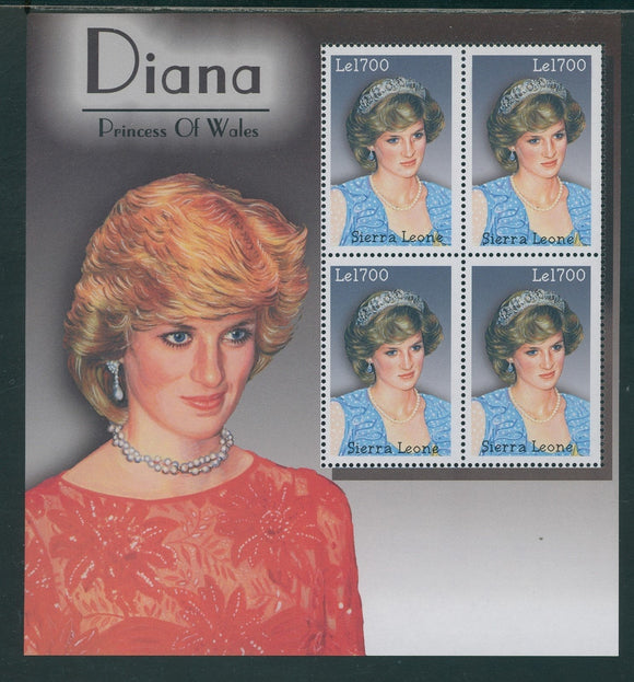 Sierra Leone Scott #2586 MNH Memoriam Sheet 2002 Princess Diana 1961-1997 CV$7+