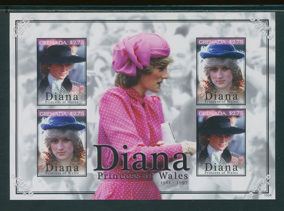 Grenada Scott #3752 IMPERF MNH S/S 2010 In Memoriam Princess Diana 1961-1997 $$