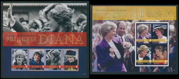 Nevis Scott #1676-1677 IMPERF MNH SHEETS 2011 Princess Diana's 50th Birth ANN $$