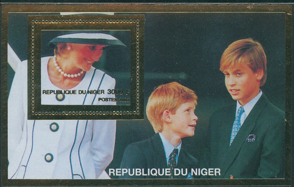 Niger OS #25 MNH S/S In Memoriam Princess Diana 1961-1997 GOLD FOIL $$