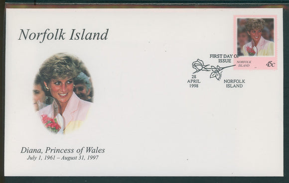 Norfolk Island Scott #644 FIRST DAY COVER 1998 Princess Diana (1961-1997) $$