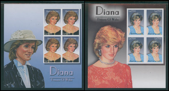 Sierra Leone Scott #2586-2587 IMPERF MNH SHEETS In Memoriam 2002 Princess Diana