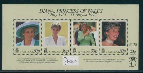 St. Helena Scott #711 MNH SHEET In Memoriam Princess Diana (1961-1997) CV$4+
