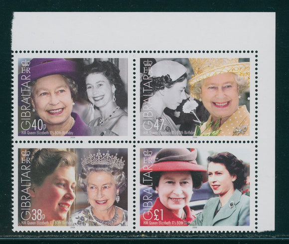 Gibraltar Scott #1038 MNH BLOCK Queen Elizabeth II 80th Birthday CV$10+