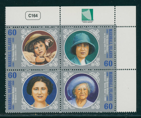 Marshall Islands Scott #750 MNH BLOCK Queen Mother Elizabeth Centenary CV$5+