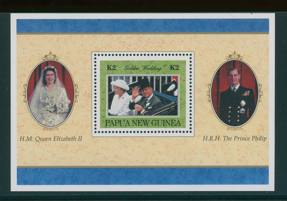Papua New Guinea Scott #922 MNH S/S Queen Elizabeth II Prince Philip 50th CV$3+