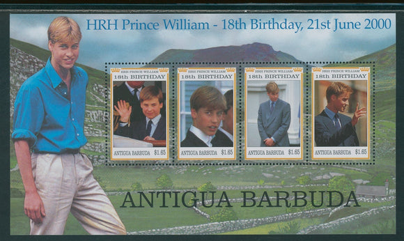 Antigua Scott #2328 MNH SHEET of 4 Prince William 18th Birthday CV$4+