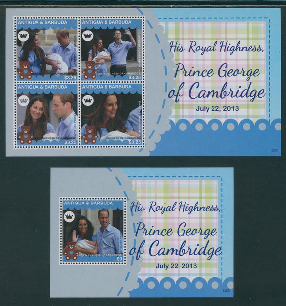 Antigua Scott #3226-3227 MNH SHEETS 2013 Birth of H. R. H. Prince George CV$17+