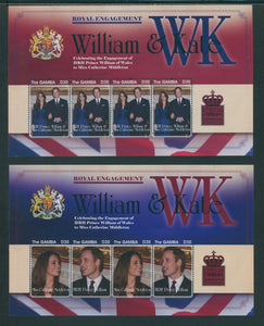 Gambia Scott #3341-3342 MNH SHEETS Prince William/Ms Middleton Engagement CV$18+