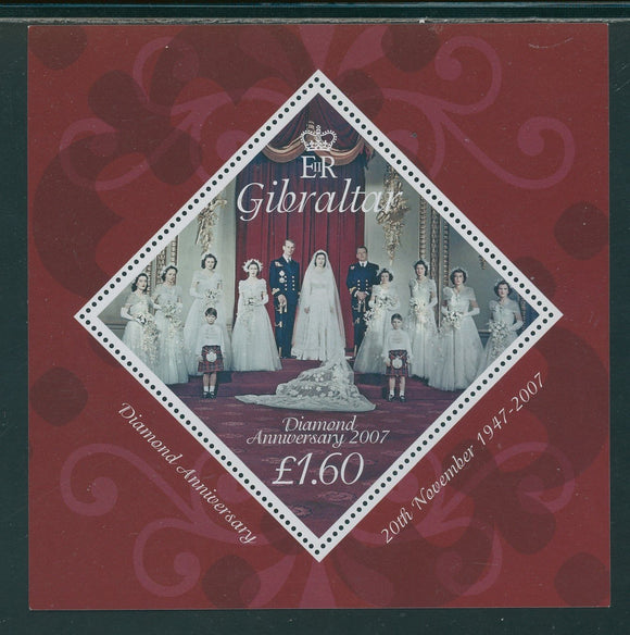 Gibraltar Scott #1071 MNH S/S Queen Elizabeth II Prince Philip 60th ANN CV$8+