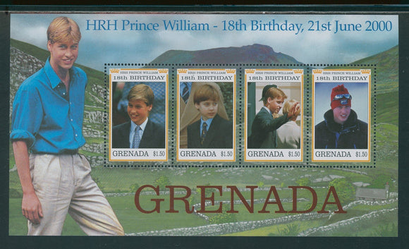 Grenada Scott #2944 MNH SHEET of 4 Prince William 18th Birthday CV$4+