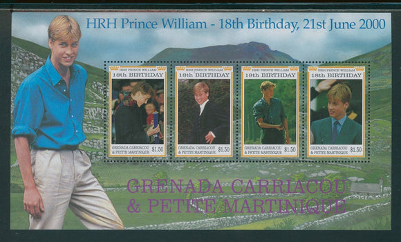 Grenada Grenadines Scott #2183 MNH SHEET Prince William 18th Birthday CV$4+