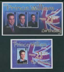 Montserrat Scott #1081-1082 MNH SHEETS Prince William 21st Birthday CV$18+