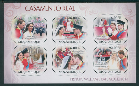 Mozambique Scott #2128 MNH SHEET Prince William/Ms Middleton Wedding CV$19+