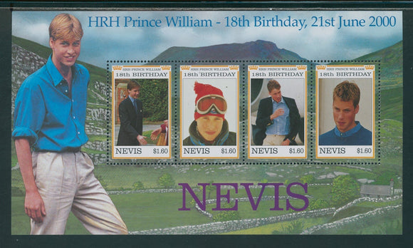Nevis Scott #1220 MNH SHEET Prince William's 18th Birthday CV$4+