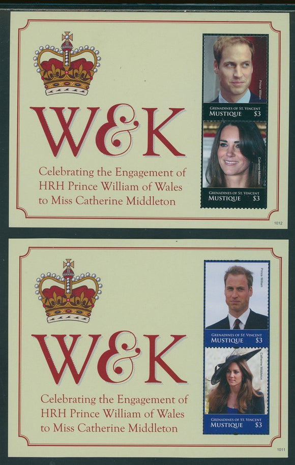 SVG Mustique OS #9 MNH S/S Prince William/Ms Middleton Engagement $$