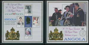 Angola Scott #1086-1087 MNH SHEETS Queen Mother Elizabeth Centenary CV$13+
