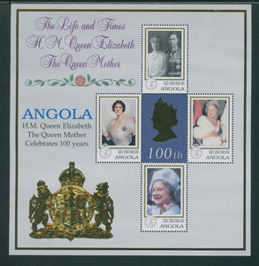 Angola Scott #1086 MNH SHEET of 4 Queen Mother Elizabeth Centenary CV$8+