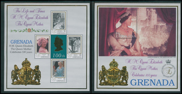 Grenada Scott #2880-2881 MNH SHEETS Queen Mother Elizabeth Centenary CV$15+
