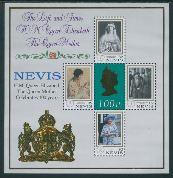 Nevis Scott #1173 MNH SHEET Queen Mother Elizabeth Centenary CV$5+
