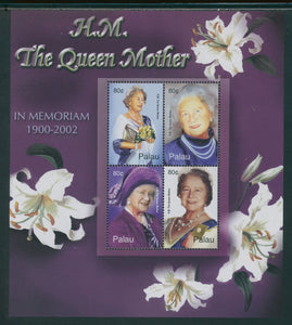 Palau Scott #706 MNH SHEET 2002 Queen Mother Elizabeth In Memoriam CV$6+