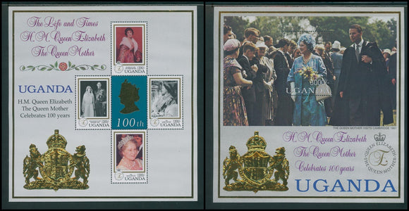 Uganda Scott #1607-1608 MNH SHEETS Queen Mother Elizabeth Centenary CV$18+