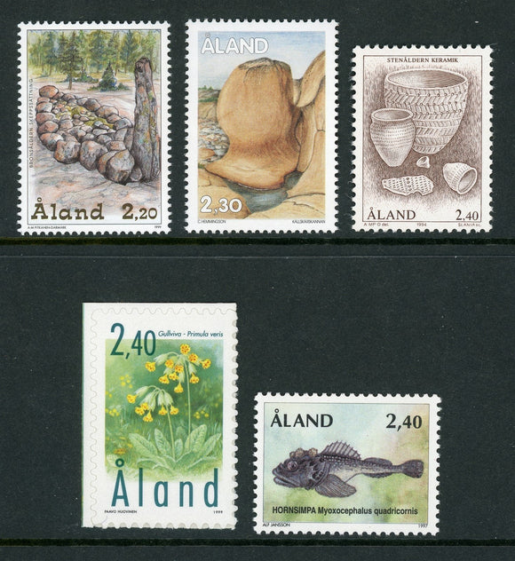 Aland Islands Scott #94-98 MNH Definitives Fish Flowers Scenes CV$6+