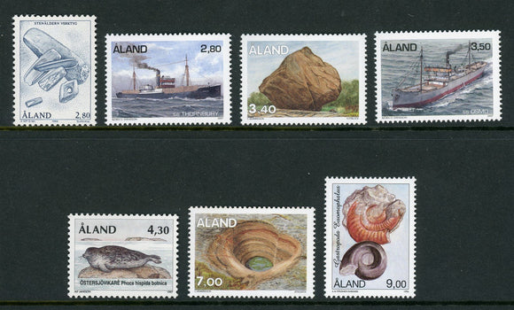 Aland Islands Scott #100-106 MNH Definitives Shells Ships Fauna CV$14+
