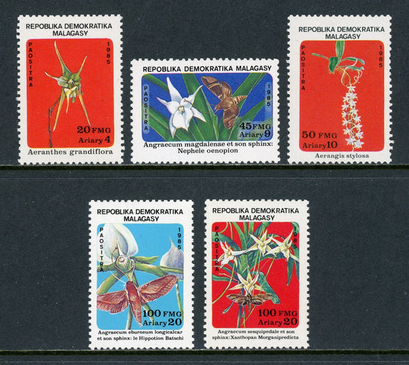 Malagasy Republic Scott #735-739 MNH Orchids FLORA CV$10+ ish-1