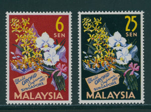Malaysia Scott #4-5 MNH World Orchid Conference FLORA CV$2+ ish-1