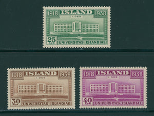 Iceland Scott #209-211 MNH University of Iceland CV$37+