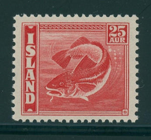 Iceland Scott #224b MNH Codfish 25a PERF 14x13½ CV$190+