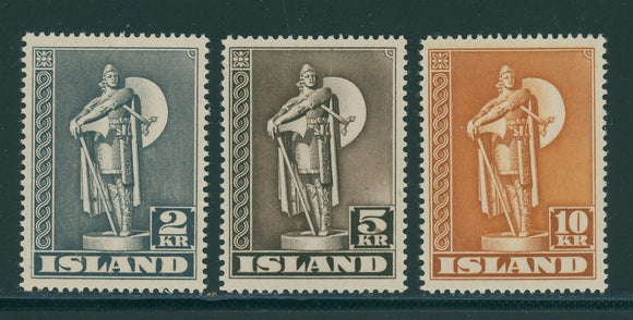 Iceland Scott #229-231 MNH Statue of Thorfinn Karlsefni PERF 14 CV$92+