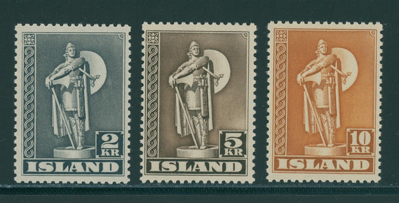 Iceland Scott #229a-231a MNH Statue of Thorfinn Karlsefni PERF 11½ CV$160+
