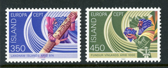 Iceland Scott #554-555 MNH Europa 1982 Norse Discovery of America CV$10.5