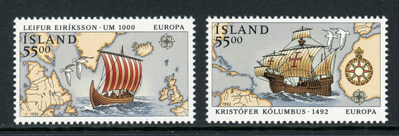 Iceland Scott #749-750 MNH Europa 1992 Exploration CV$10+