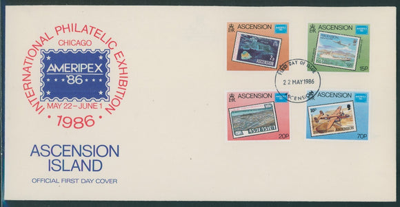 Ascension Scott #394-397 FIRST DAY COVER AMERIPEX '86 Stamp EXPO $$