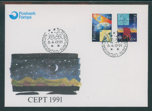 Faroe Islands Scott #220-221 FIRST DAY COVER Europa 1991 Space $$