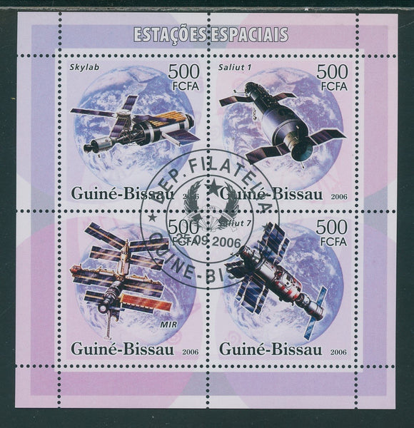 Guinea-Bissau OS #49 CTO SHEET of 4 Space Stations $$