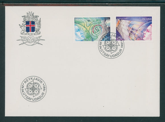 Iceland Scott #738-739 FIRST DAY COVER Europa 1991 Space $$